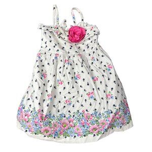 Janie Jack Girls Dress 3 Easter Floral Breeze White Pink Blue Flower 3T Fancy